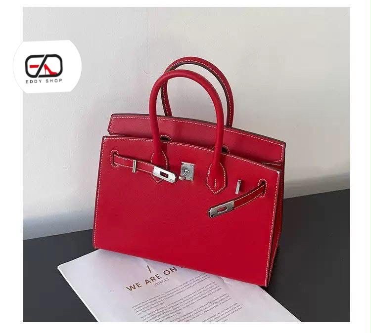 Red Structured Handbag