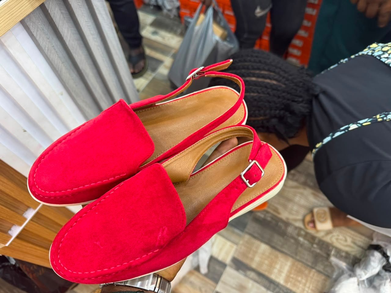Red Suede Slingback Loafers