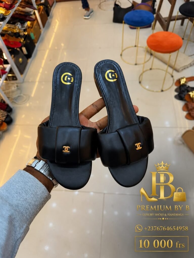 Black Quilted Slide Slippers