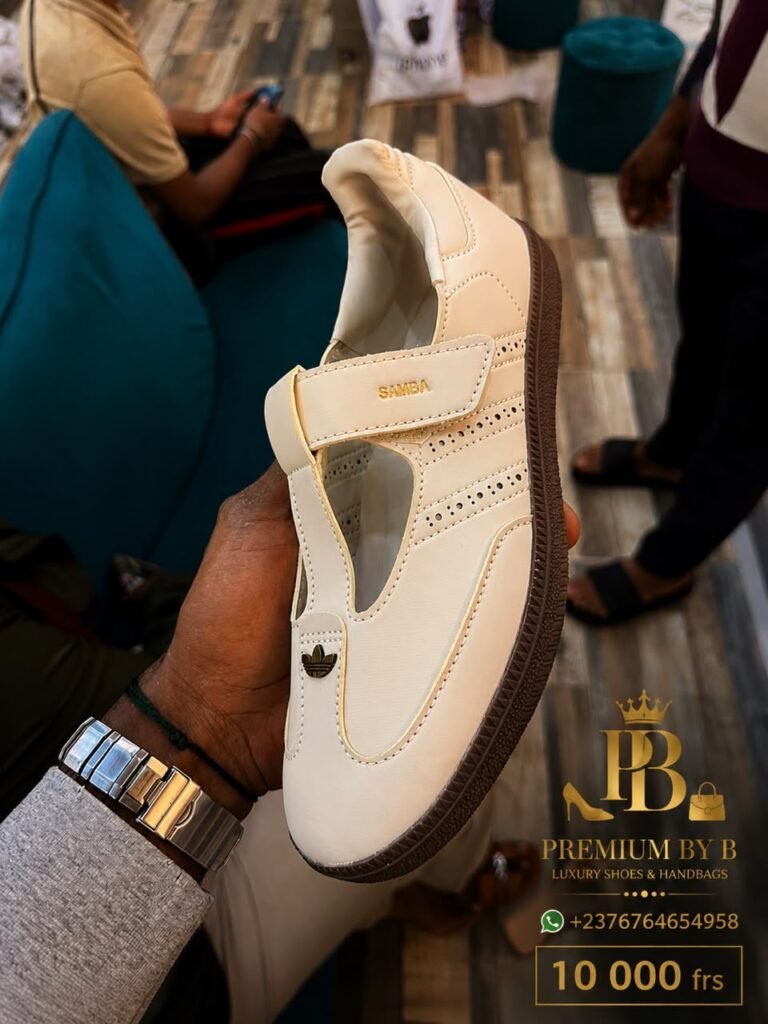 Cream Samba Cutout Sneakers