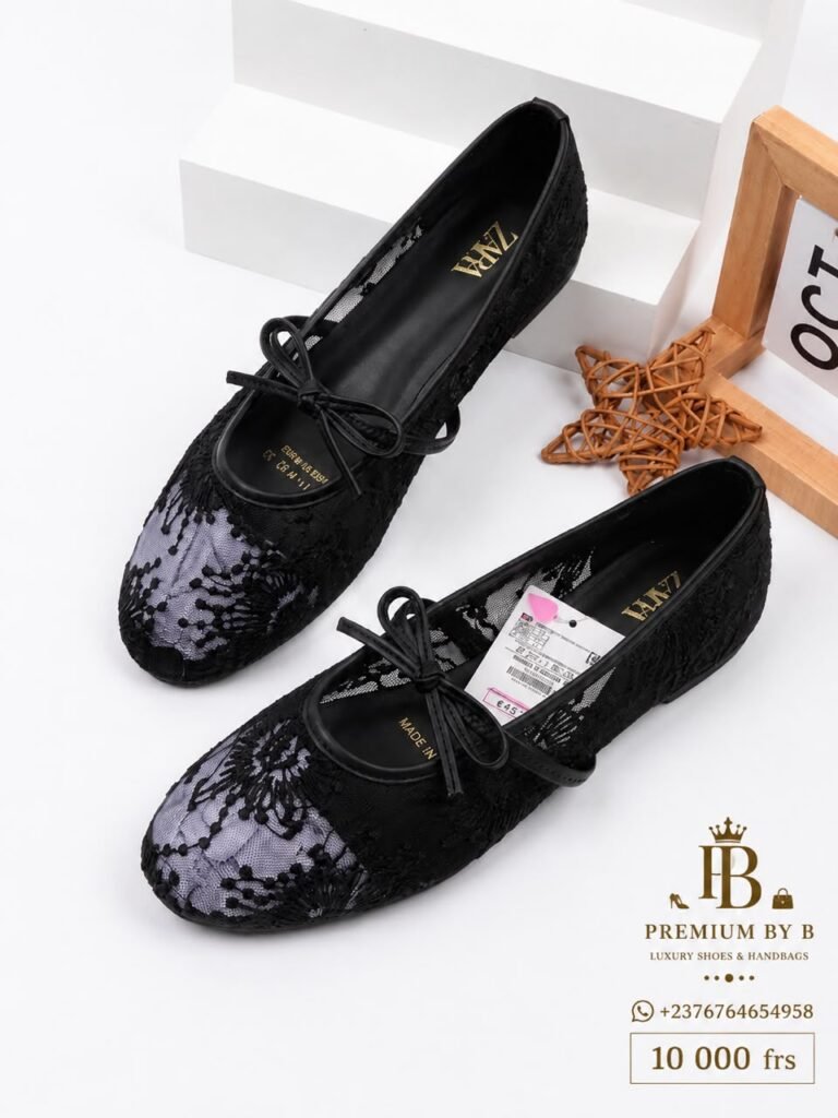 Black Lace Bow Flats