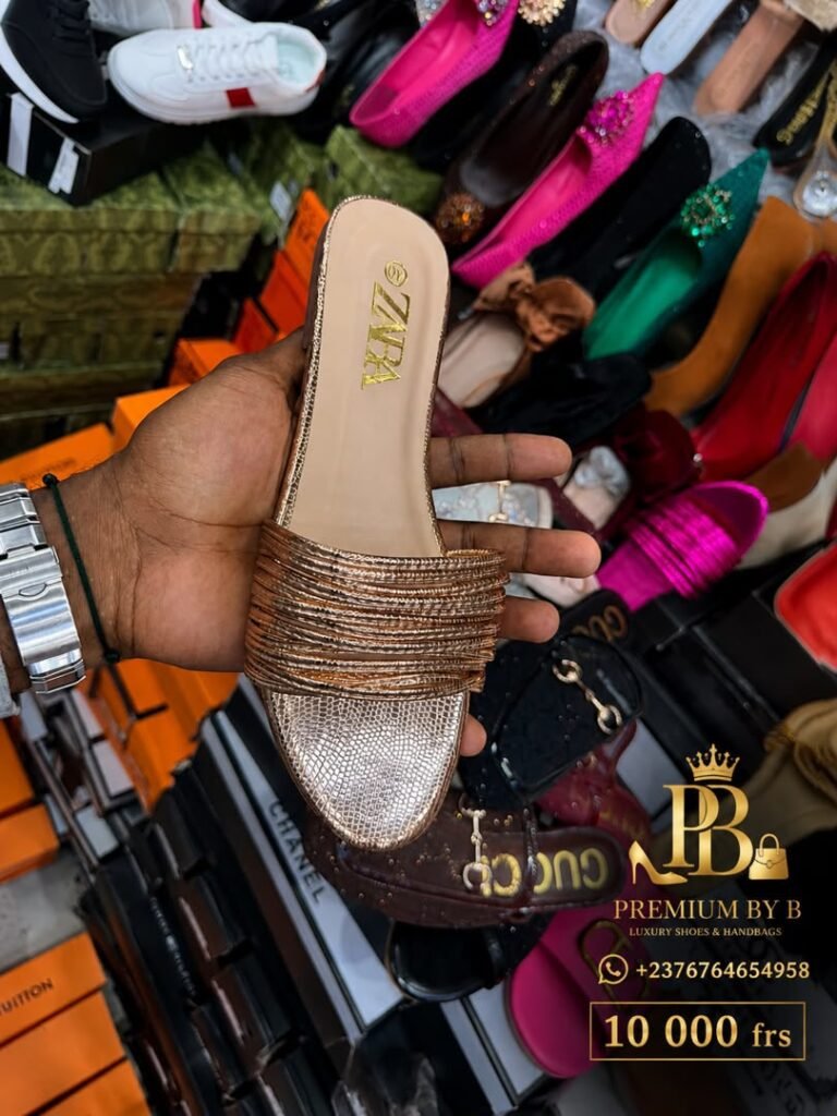 Gold Pleated Slide Sandals