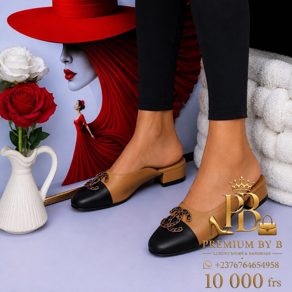 Tan & Black Chain Mules